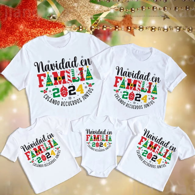Creando recuerdos juntos para la Navidad familiar en 2024 Camisetas estampadas con atuendos a juego para la familia, camisetas para mamá, papá, niños, camisetas, monos para bebés