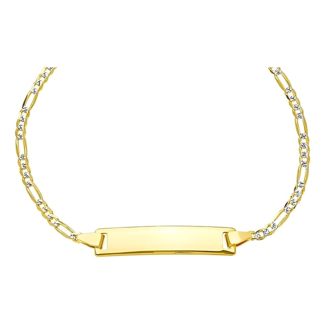 Pulsera Esclava Italiana Figaro Pave Pulso 14k 2.6mm 16cm