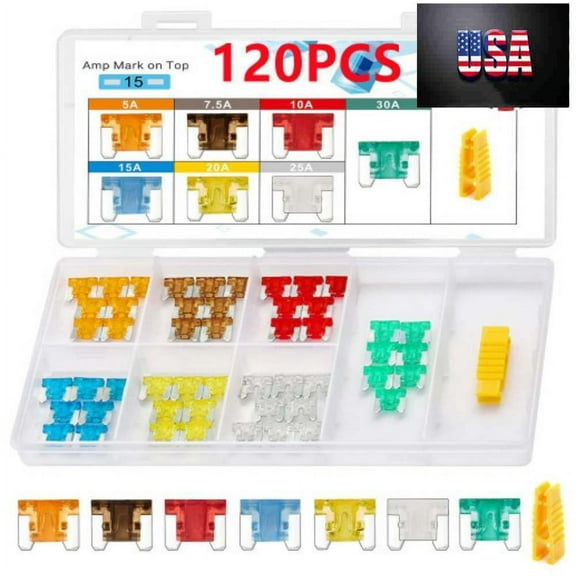 120PCS Assortment Micro Low Profile Mini Blade Fuse 5A/7.5A/10A/15A/20A/25A/30A