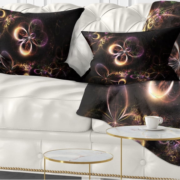 Designart Glowing Small Fractal Flowers - Abstract Throw Pillow - 12x20