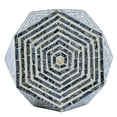 thumbnail image 4 of CC Home Furnishings Hexagon Pedestal Capiz Inlay Accent Stool - 18" - Black and White, 4 of 9