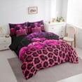 thumbnail image 3 of jejeloiu Safari Animal Print 7-Piece Twin Bedding Sets,Pink Leopard Pattern Bedding Comforter Set For Adults Reversible, 3 of 8