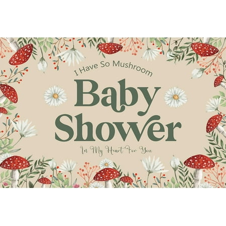 Mushroom Baby Shower Decorations, Mushroom Baby Shower Backdrop Banner Photo Photography Background 5 * 3ft for Fairy Forest Wonderland Party Supplies