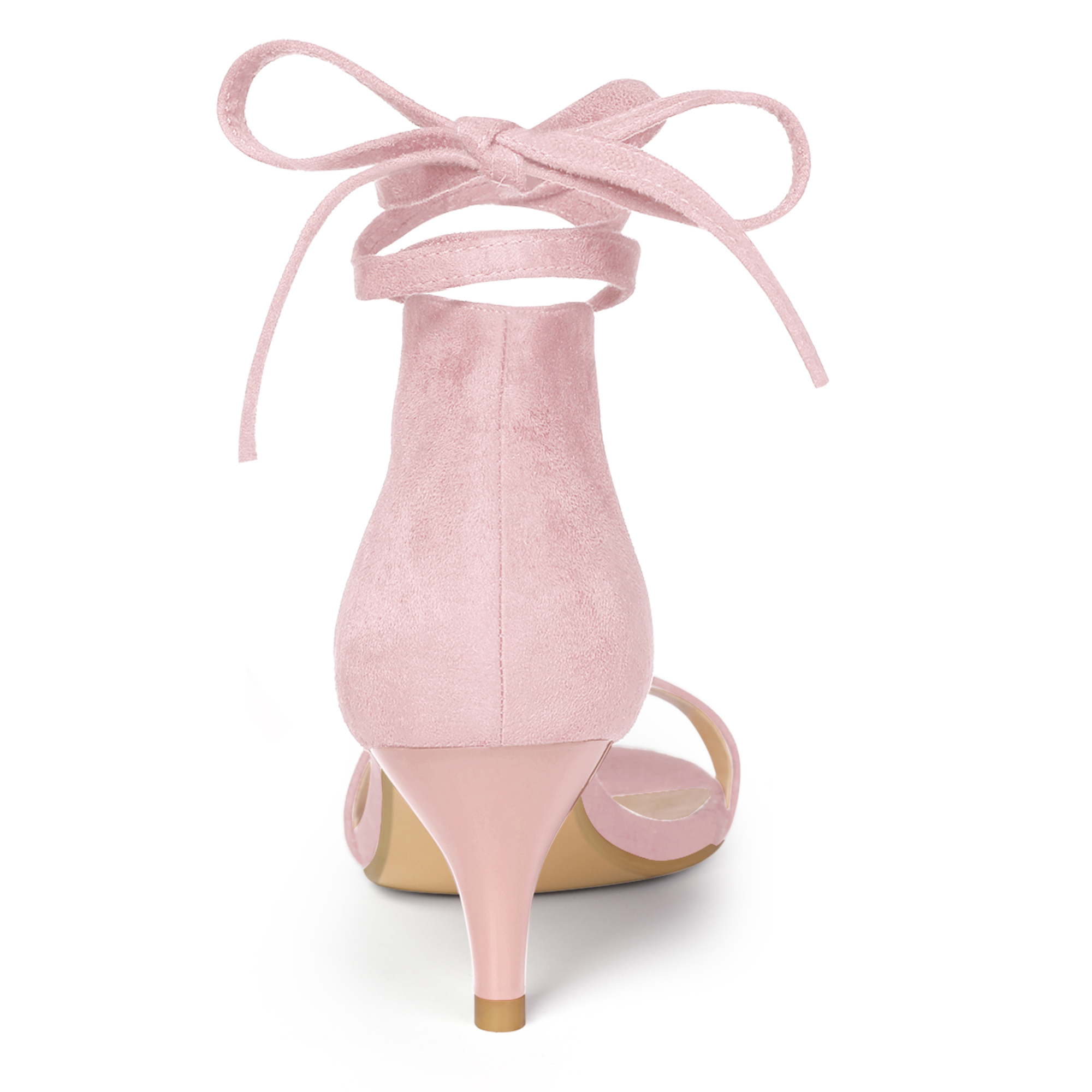 DARING DIVA Women's Casual Stylish Lace Up Black Sandals with Kitten Heel Pink 7.5