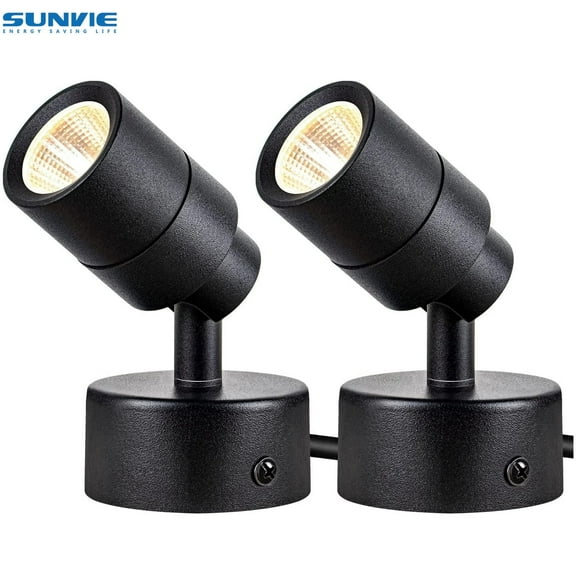 SUNVIE 2 Pack LED Spotlights Indoor, 3W Up Light Floor Lamps, 3000K Accent Lighting with Foot Switch