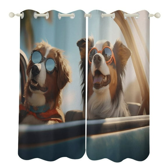 Happy Dog Blackout Curtains for Bedroom Curtains Insulated Room Darkening Window Drapes for Living Room
