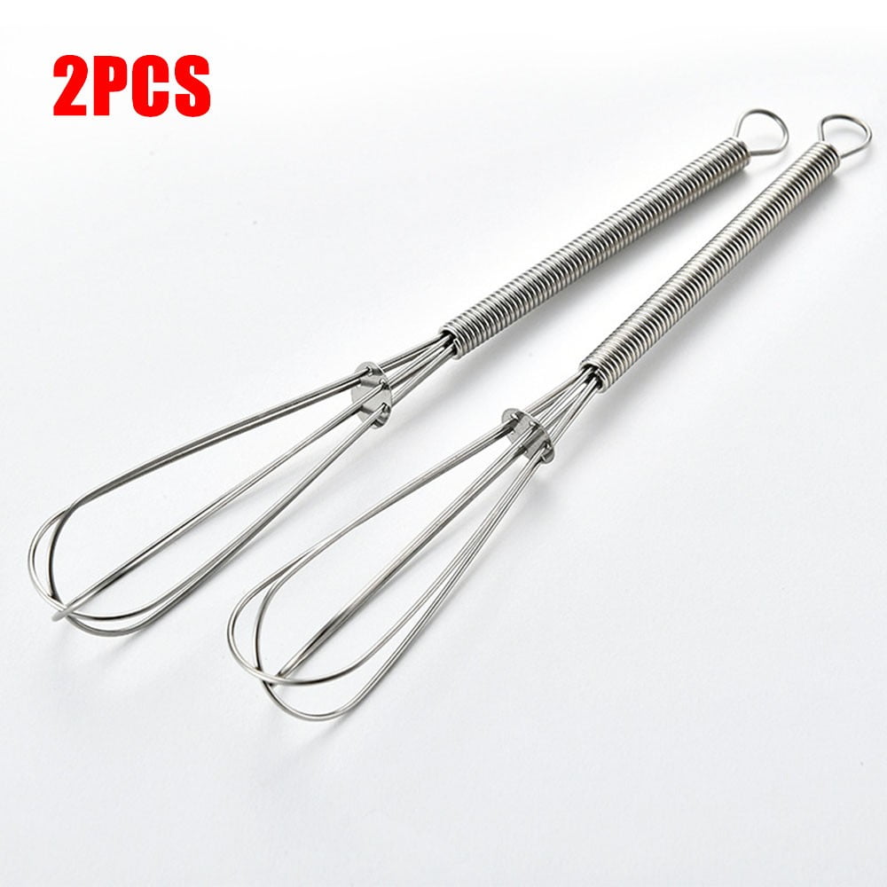 2 Pcs Mini Small Stainless Steel Balloon Wire Whisk Set Whip Mix Stir Beat2  