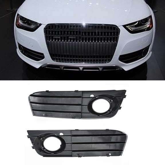 SHZAITOR 2Pcs Front Bumper Fog Light Cover Grilles Left and Right Side Replacement for 2009-2012 A4 B8 A4L