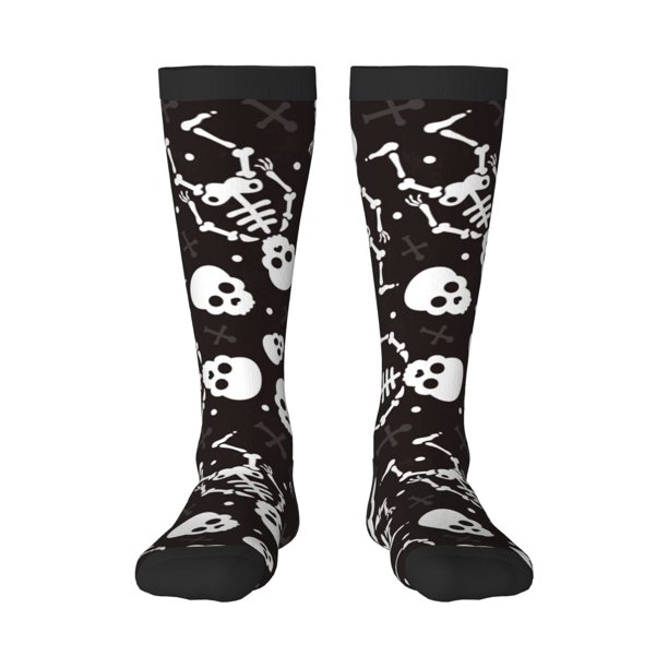 Fotbe Skeleton Calcetas Divertidas Estampadas para Hombre y Mujer, Calcetas de Algodón hasta la Rodilla para Caminar, Correr, Enfermería y Embarazo