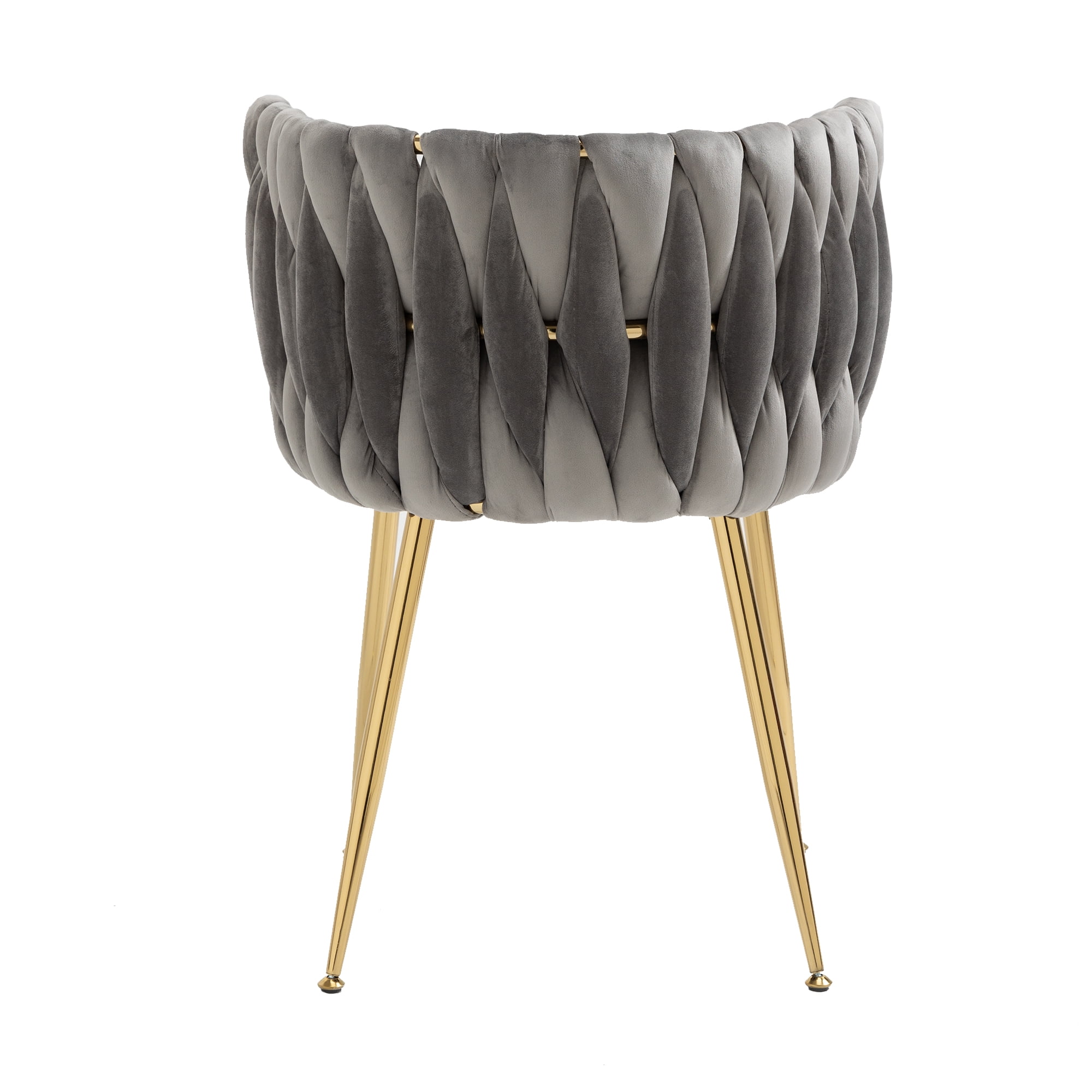 MOONMISS Modern Leisure Dining Chairs, Set of 2, Velvet Upholstered Accent Side Chair, Makeup Vanity Chair, Low-Back Accent Chair with Gold Metal Legs for Living Room Kitchen, Gray
