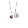 thumbnail image 2 of Delight Jewelry Silvertone Medium Translucent Maroon Paw Silvertone Script Initial Disc - E - Charm Necklace, 20"+3", 2 of 4