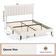 thumbnail image 3 of Costway Queen Size Velvet Bed Frame with Height Adjustable Vertical Channel Headboard,Beige, 3 of 10