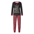 thumbnail image 2 of Elippeo Christmas Family Pajamas Matching Set Letter Christmas Tree Print Long Sleeve Tops and Plaid Pants Sleepwear Nightwear, 2 of 10