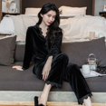 thumbnail image 4 of Pijama de mujer otoño e invierno cárdigan de manga larga traje primavera terciopelo dorado sexy encaje ropa de casa, 4 of 6