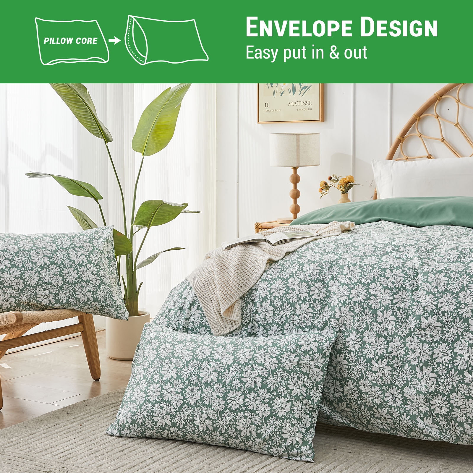 Gogreen Twin Duvet Cover Set, Soft & Breathable Microfiber 3 Pieces Twin Bedding Sets, Pattern Twin Comfy Duvet Cover Set, with Zipper Closure (Twin)