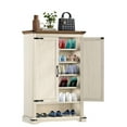 thumbnail image 2 of ModFusion 6-Tier Farmhouse Shoe Cabinet with Doors and Adjustable Shelves, Antique Pine and Walnut Grain, 2 of 10
