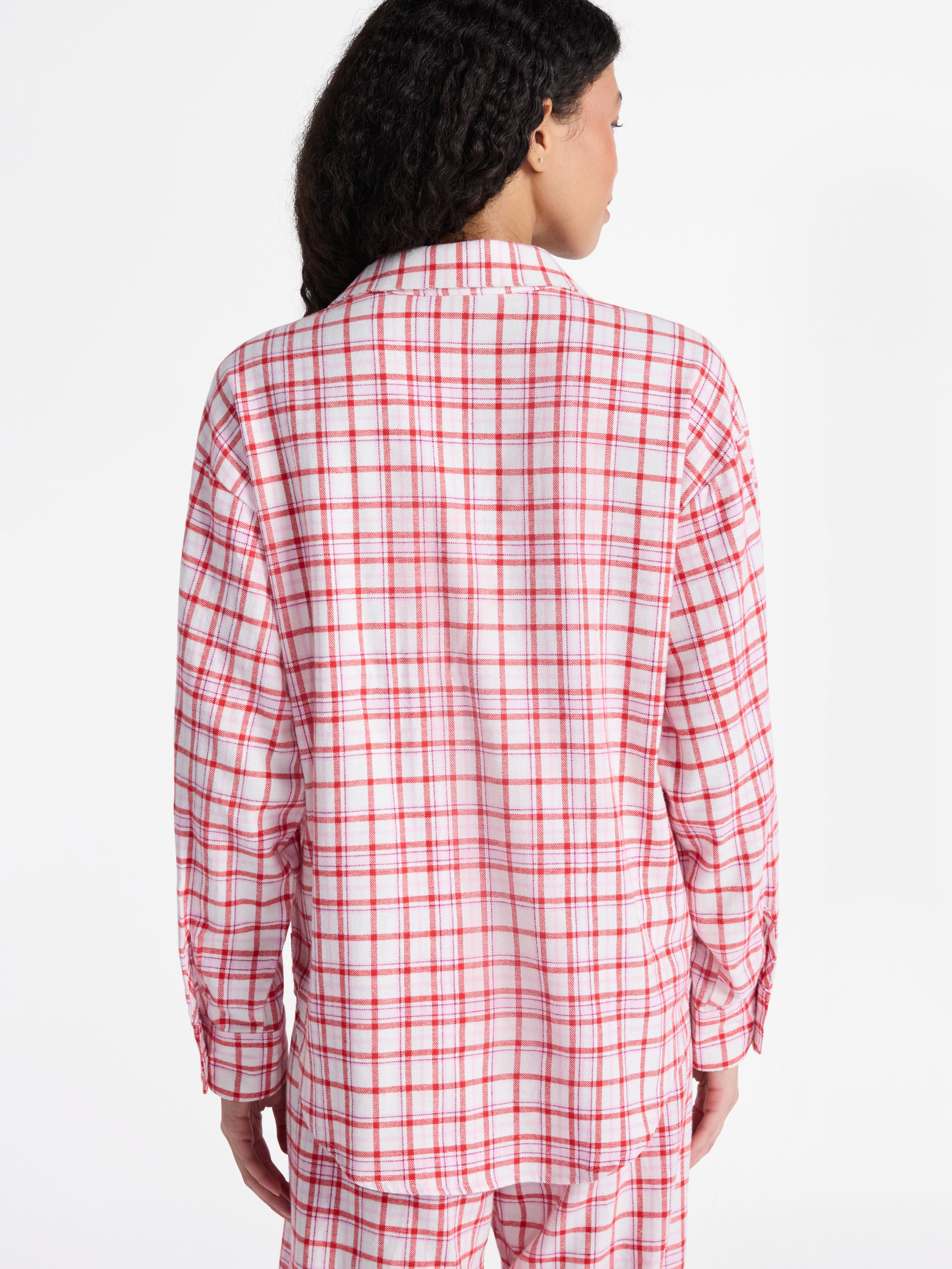 No Boundaries Sleepwear Cotton Flannel Button Down Shirt, Women’s