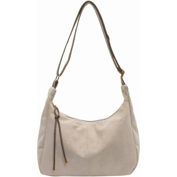 JUYGO Slouchy Suede Shoulder Bag for Women Large Soft Totes Working Purse Handbag Dumpling Crossbody Satchel with Zipper