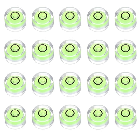 Uxcell 20pcs Circular Bubble Spirit Level 12x7.5mm Mini Round Bubble Spirit Level Little Measuring Layout Tools for TV Industrial Carpentry Picture Frame, Green/Black