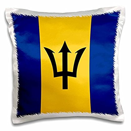 3dRose Flag of Barbados - Caribbean blue golden yellow and trident - Barbadian island country world flag, Pillow Case, 16 by (Best Caribbean Island For Single Guys)