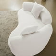 thumbnail image 5 of Living Room Sofas 66.93 Inch Curved Loveseat White Full Compression Sponge Sofa, Teddy Velvet Fabric, No-Assembly Compact Sofa for Small Spaces & Apartments, 350 lbs Capacity,Comfortable Sofas, 5 of 21