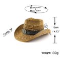 thumbnail image 3 of OOOUM Woven Cowboy Hat For Men Women Head Buckle Chin Strap Sun Hat Festival Outdoor Vacation Cowgirl Hat Beige, 3 of 6