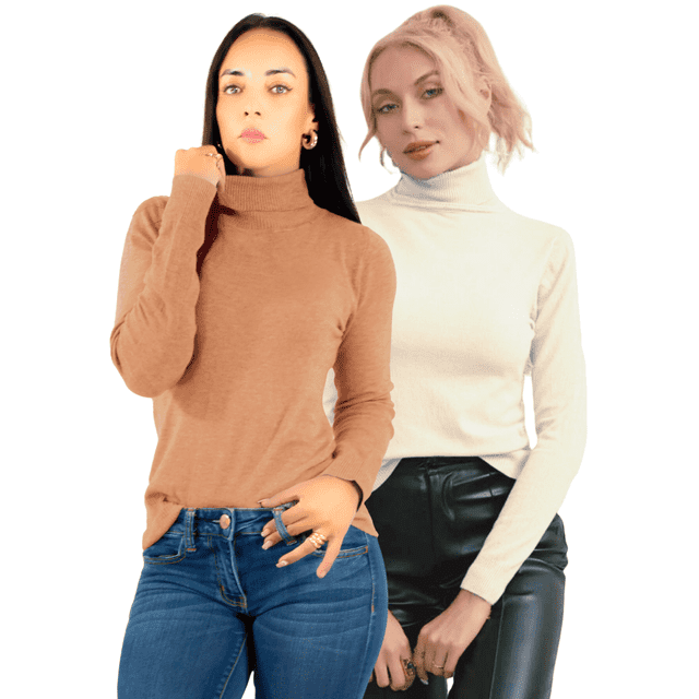 Set De 2 Sueteres Mujer De Cuello Alto Unitalla Sueteres Dama Sweaters