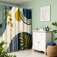 thumbnail image 3 of Inadays Shower Curtain Liner Mid Century Modern Navy Blue Boho Leaves Shower Heavy Duty Curtains Bathroom Decor Sets Waterproof with Hooks, 72x72in, 3 of 9
