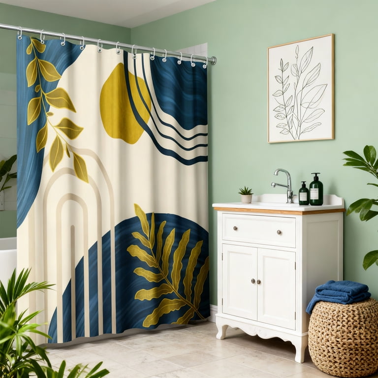 Inadays Modern Boho Shower Curtain with Hooks, 72x72 In photo 7