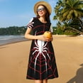 thumbnail image 4 of Defioc Spider On The Web Pattern Womens Summer Dresses Short Sleeve Sundress 2025 Beach Vacation Dresses with Pockets -Large, 4 of 6