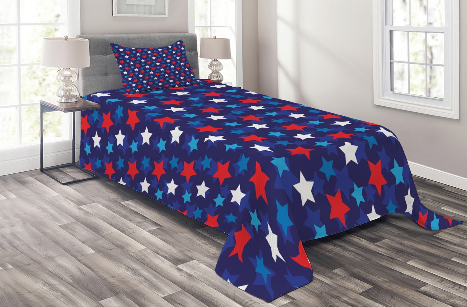 dark blue coverlet