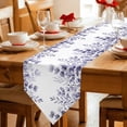 thumbnail image 2 of Table Runners 60 Inches Long, Purple Eucalyptus Leaves Cotton Linen Kitchen Dining Coffee Table Runner for Party Home Decor, Watercolor Spring Summer Botanical Tabletop Dresser Scarves 13x60 Inch, 2 of 9