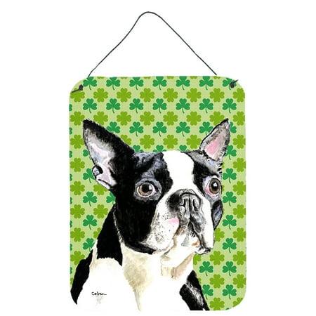 Carolines Treasures SC9280DS1216 Boston Terrier St. Patricks Day Shamrock Portrait Wall or Door Hanging Prints 12WX16H