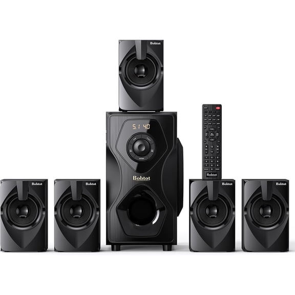 Bobtot 700 Watts Surround Sound Speakers Home Theater Systems 5.1/2.1Wired Stereo Speaker System 5.25" Subwoofer Strong Bass with Bluetooth ARC Optical Input
