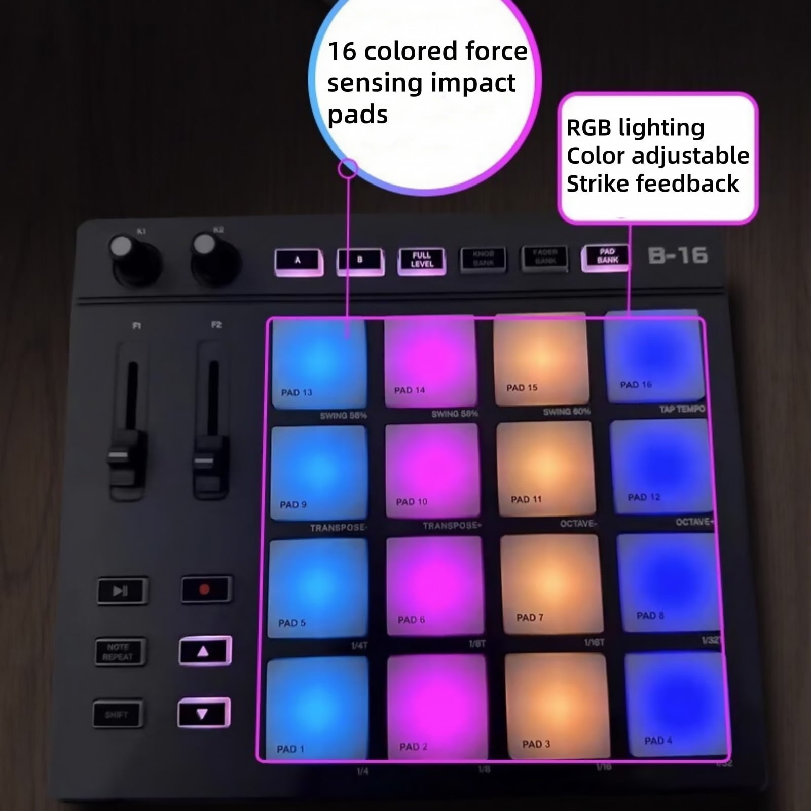 CSYANXING Professional Midi Controller for Studio Recording, 2 Assignable Buttons & Endless Rotary Knobs