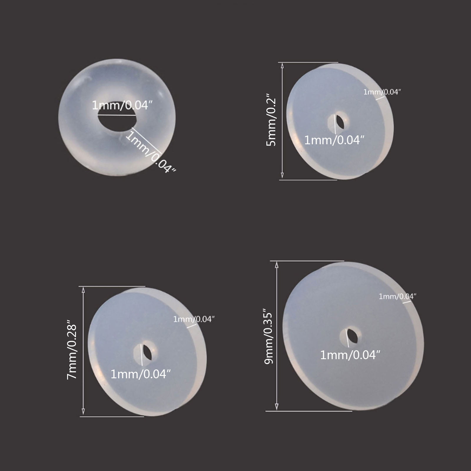 Wesiti 300 Pcs Clear Piercing Disc for Piercing Bump 3/5/7/9/11/13 mm  Earring Backs Earring Supports for Heavy Earrings Plastic Discs Pads  Stabilizer