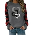 thumbnail image 6 of XIAOCHA Women Double Heart Embellished Sweatshirt Valentine Loose Long Sleeve Round Neck Pullover Spring Soft Daily Top, 6 of 6