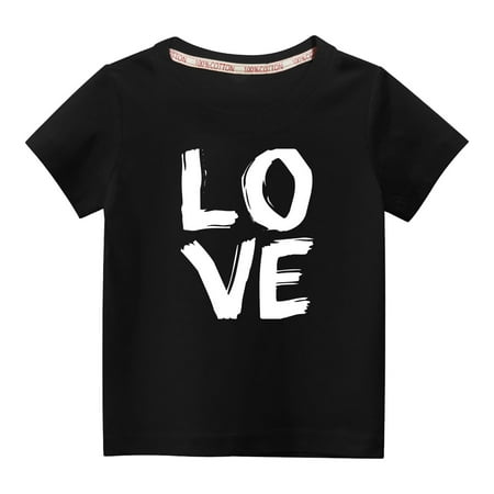 MeetoTime Kids Boys Girls Valentine s Day Printed Short Sleeve T-shirt Summer Casual Round Neck Cotton Tops