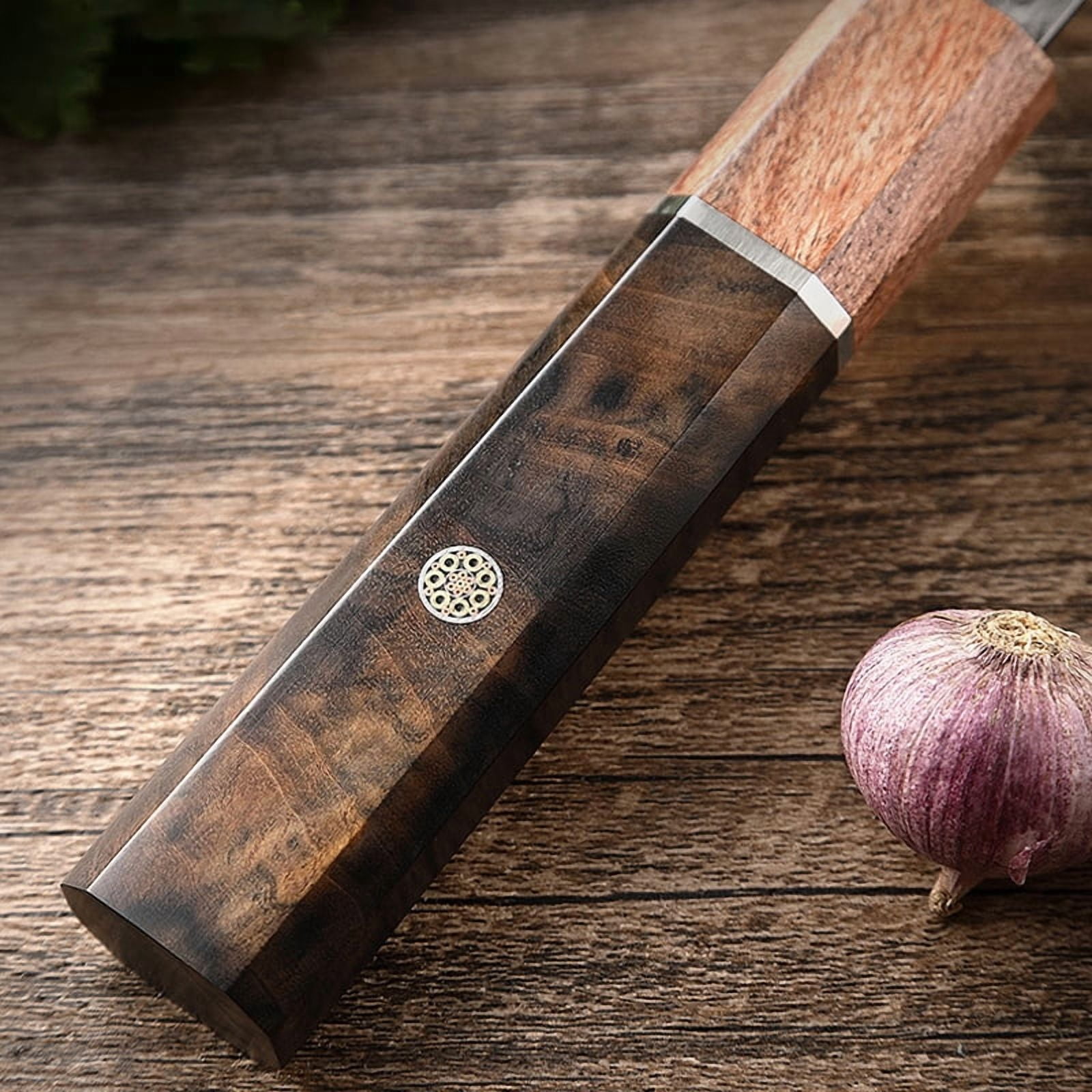 4-Piece Hand Forged Japanese Kitchen Knife Set with Wood Handles, High Carbon Steel Chef Knives, Ultra Sharp Multi-purpose Kitchen Knives for Home Cooking