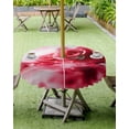 thumbnail image 4 of Fsddascl Red Rose Fantasy Outdoor Tablecloth - 60 Inch Round Dining Table Cover, Elegance Floral Romantic Reflection Waterproof Outdoor Table Cloth with Umbrella Hole & Zipper for Picnic/Patio/Party, 4 of 7
