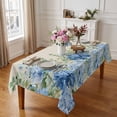 thumbnail image 4 of Blue Floral Rectangle Tablecloth Summer Country Hydrangea Floral Butterfly Linen Texture Waterproof Wrinkle Free Soft Table Cloth Spill-Proof Washable Table Cover for Dining Picnic 60 x 120 Inch, 4 of 9