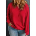 thumbnail image 2 of Plus Size Women's Racing Red Solid Crew Neck Drop Shoulder Sweatshirt | [ZhiHiMeRi] | (US 14W-16W)1X, 2 of 10