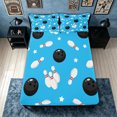 thumbnail image 4 of meiyoeat Cartoon Bowling Sport Bed Sheets for Boys, Blue Stars Print Full Size Sheets, 4-Piece, 1 Flat Sheet, 1 Fitted Sheet and 2 Pillowcases, 4 of 5