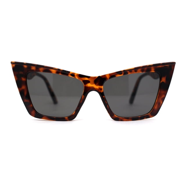 Lunettes de Soleil Rétro Mode Œil de Chat Carré Gothique pour Femmes Tortue Noir