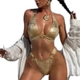 thumbnail image 2 of Traje de baño de 2 piezas para mujer, trajes de baño para mujer, conjuntos de bikini de moda para mujer, traje de baño de dos piezas de cintura alta con nudo y abertura, traje de baño de nailon para m, 2 of 6