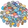 thumbnail image 7 of 100pcs Mosaic Printed Glass Cabochons Mixed Color Drop Cabochons Mosaic Tile for Photo Pendant Jewelry Making, 7 of 7