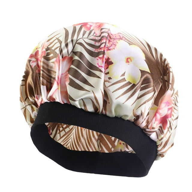 Capó de pelo ancho de ala de bronceado cabeza bufanda de dormir tapa de moda softness sombrero turbans cabeza cubierta de pelo envolturas para las mujeres de la hoja de dormir caqui Scienceny AP008211-21
