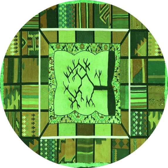Ahgly Company Indoor Round Southwestern Green Country Area Rugs, 7' Round
