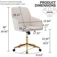 thumbnail image 2 of Velvet Home Office Chairs with Gold Base Upholstered Tufted Modern Height Adjustable 360 Degree Swivel Desk Chairs with Wheels, Vanity Chairs for Living Room, Bedroom,Study Room (Cream), 2 of 9