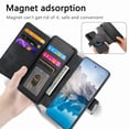 thumbnail image 4 of For Samsung Galaxy A26 5G Wallet [Support Magsafe Charger] Flip Magnetic Detachable 2 in 1 Flip PU Leather Phone Case with Card Slots [RFID Blocking], Zipper Bag, Kick-Stand Cover,Black, 4 of 9